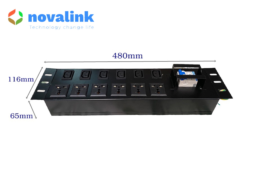 Thanh nguồn PDU 6 ổ cắm C13 và 6 ổ cắm đa năng loại 2U chuẩn 19